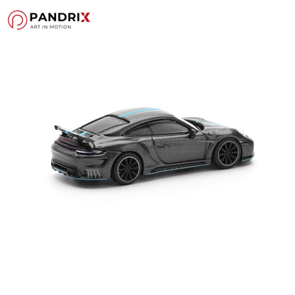 Porsche 992 Stinger GTR 1:64 | Carbon Edition (Blue Line) | XCARTOYS × POP RACE