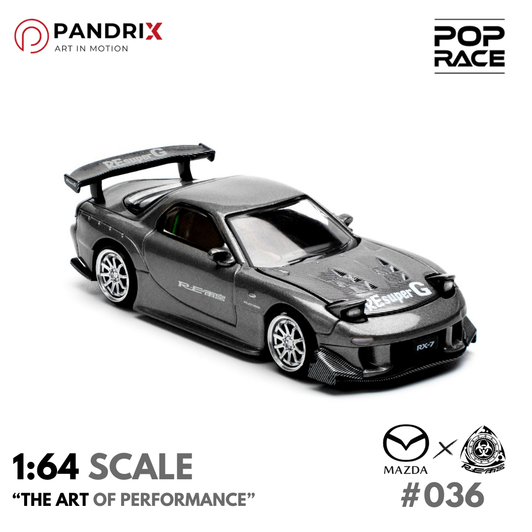 Mazda RX-7 RE-Amemiya 1:64 | Gun Metal | XCARTOYS × POP RACE
