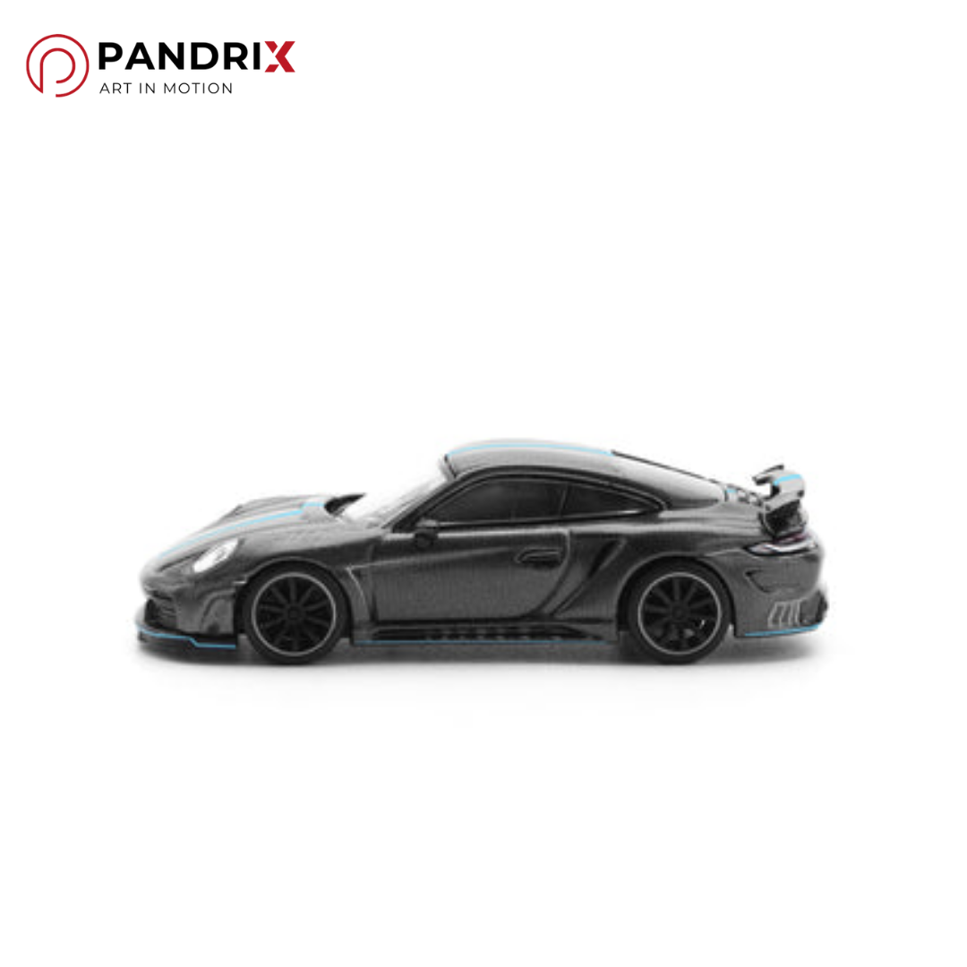 Porsche 992 Stinger GTR 1:64 | Carbon Edition (Blue Line) | XCARTOYS × POP RACE