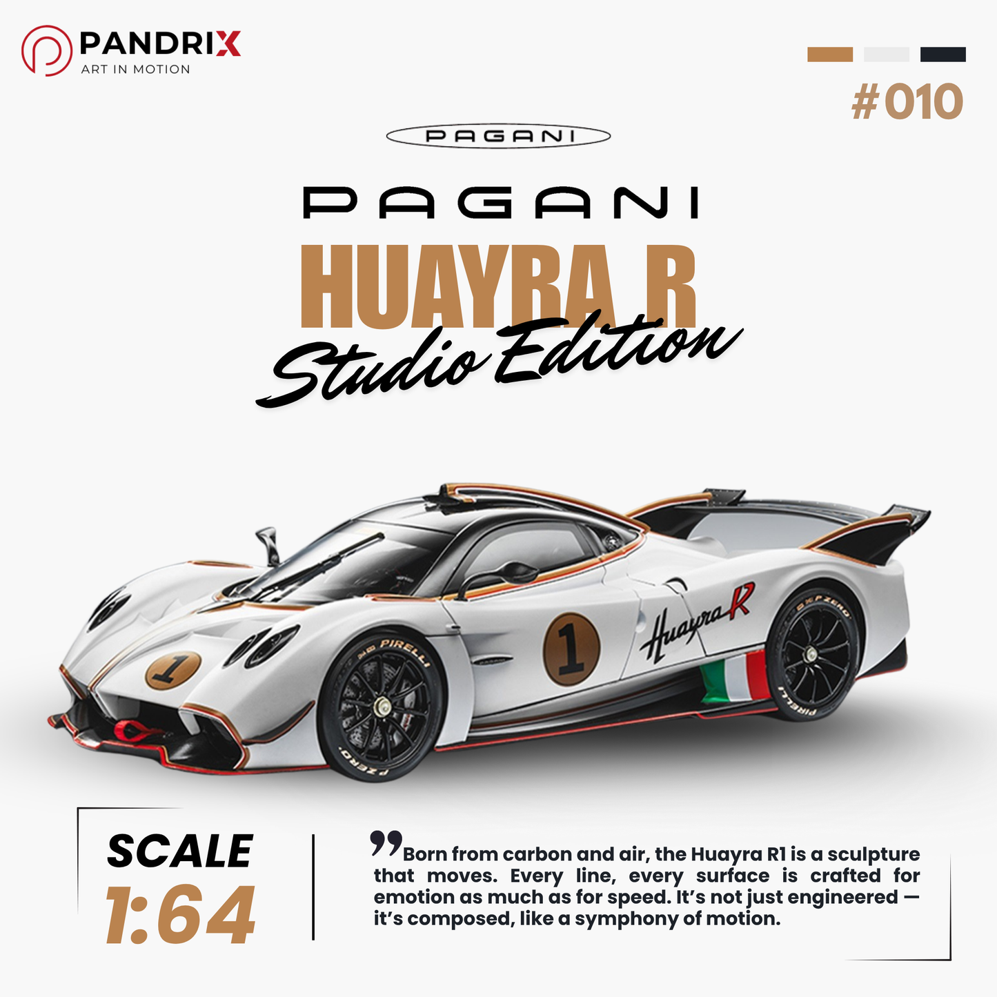 Pagani Huayra R Pearl White 1:64 | Studio Edition