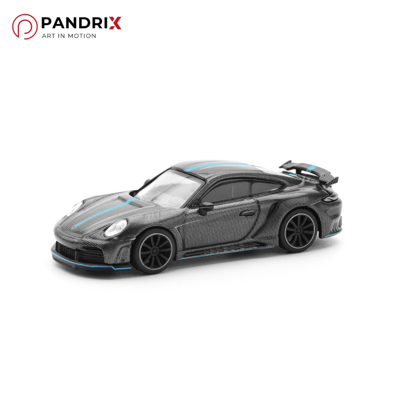 [Pre-Order] Porsche 992 Stinger GTR 1:64 | Carbon Edition (Blue Line) | PANDRIX × POP RACE