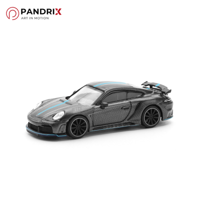 [Pre-Order] Porsche 992 Stinger GTR 1:64 | Carbon Edition (Blue Line) | PANDRIX × POP RACE