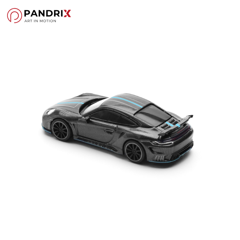 [Pre-Order] Porsche 992 Stinger GTR 1:64 | Carbon Edition (Blue Line) | PANDRIX × POP RACE