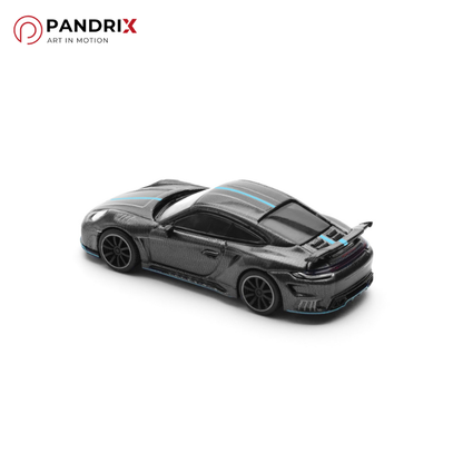 [Pre-Order] Porsche 992 Stinger GTR 1:64 | Carbon Edition (Blue Line) | PANDRIX × POP RACE