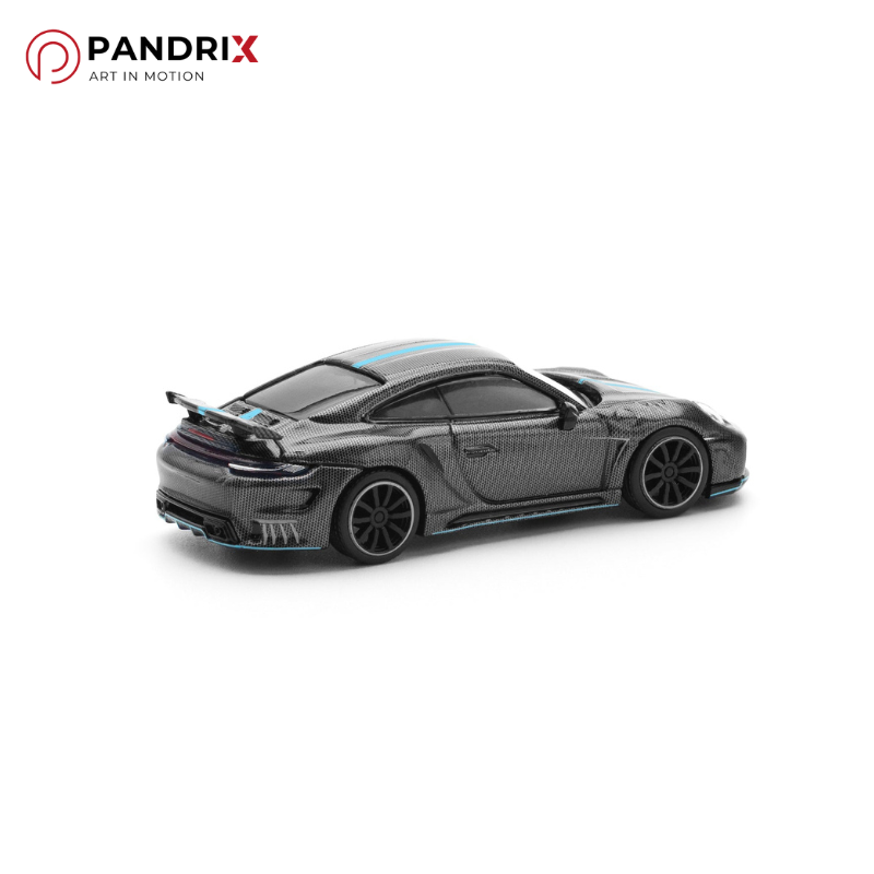 [Pre-Order] Porsche 992 Stinger GTR 1:64 | Carbon Edition (Blue Line) | PANDRIX × POP RACE