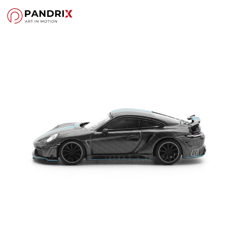 [Pre-Order] Porsche 992 Stinger GTR 1:64 | Carbon Edition (Blue Line) | PANDRIX × POP RACE