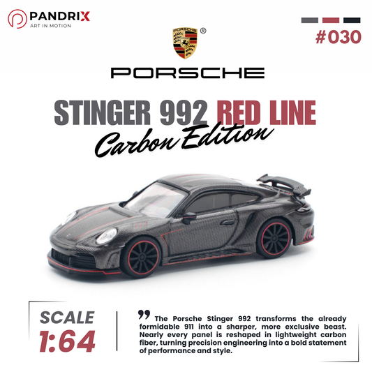 Porsche Stinger 992 1:64 | Carbon Edition (Red Line) | XCARTOYS × POP RACE