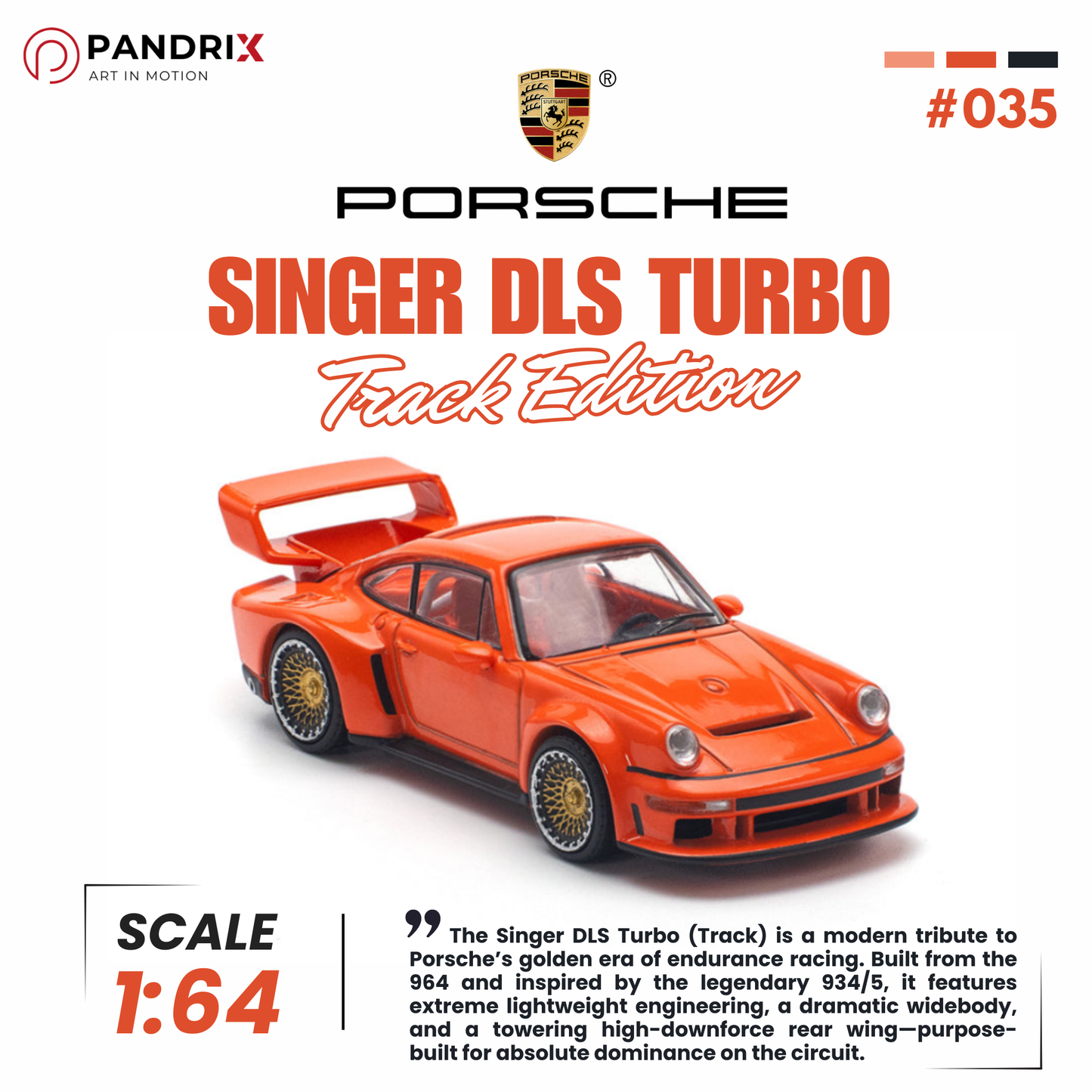 Porsche Singer DLS Turbo (Track) 1:64 | Orange | XCARTOYS x POP RACE