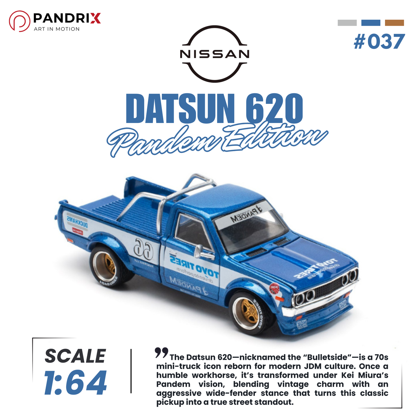 Datsun 620 1:64 | Pandem Edition | Blue | XCARTOYS × POP RACE