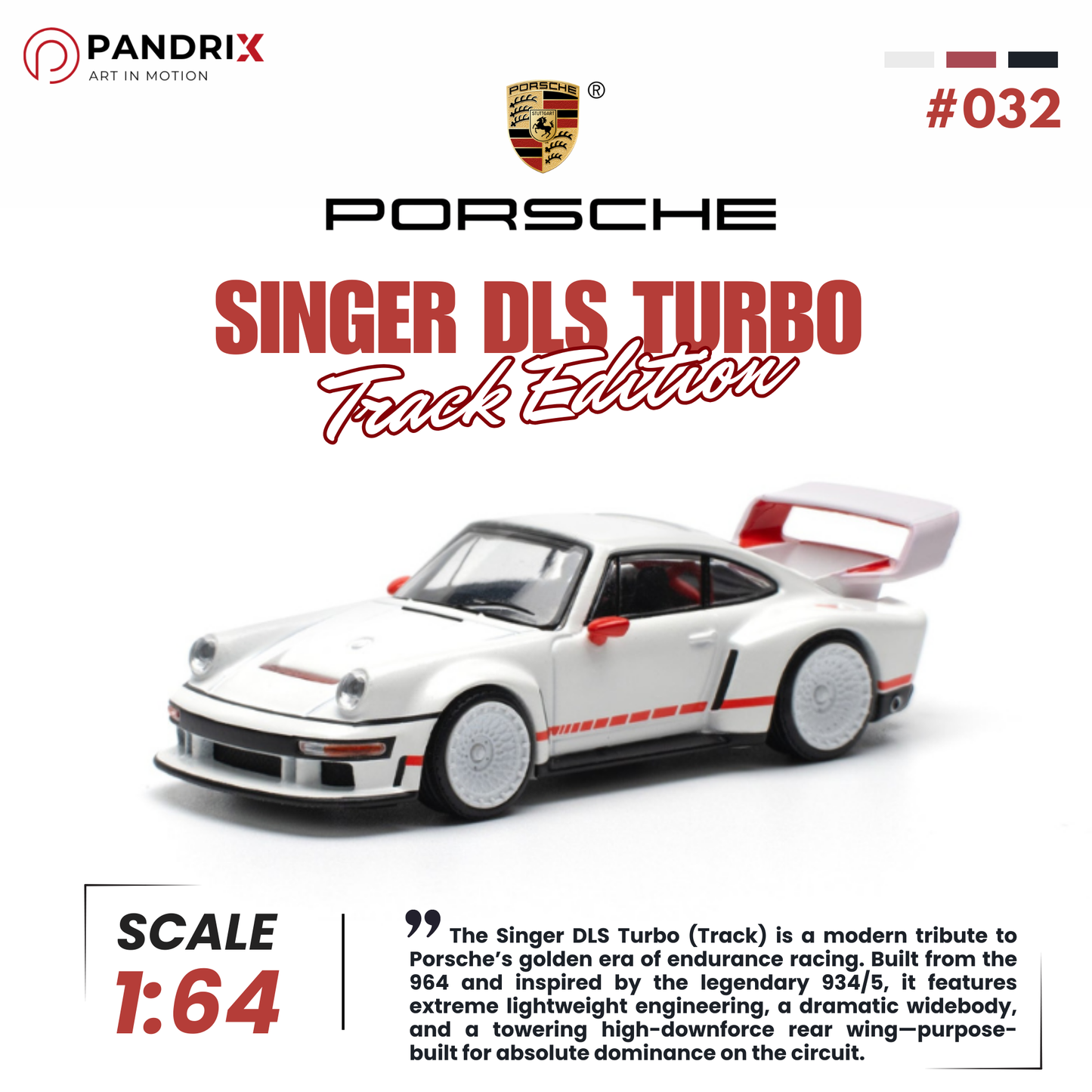 Porsche Singer DLS Turbo (Track) 1:64 | White | XCARTOYS × POP RACE