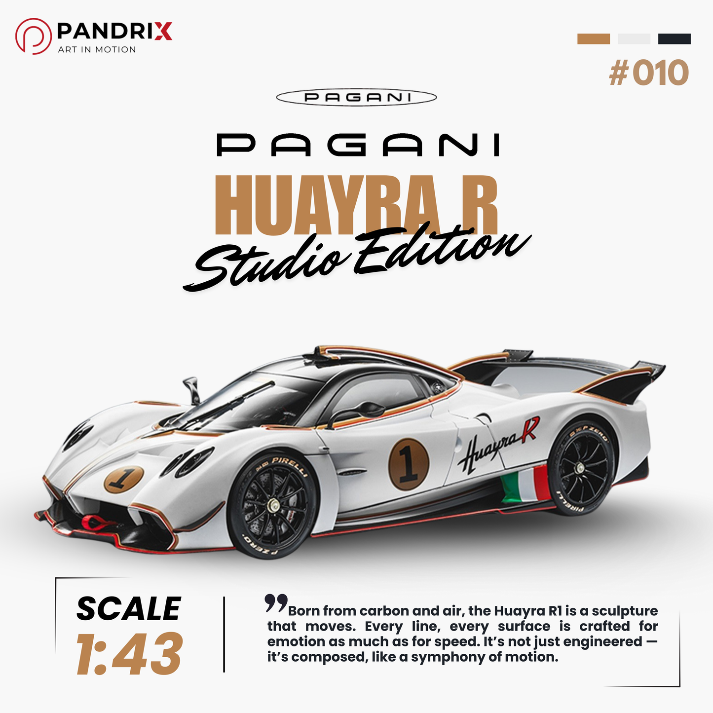 [PRE-ORDER] Pagani Huayra R 1:43 | Pearl White | LCD MODELS