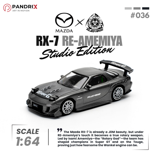 Mazda RX-7 RE-Amemiya 1:64 | Gun Metal | XCARTOYS × POP RACE