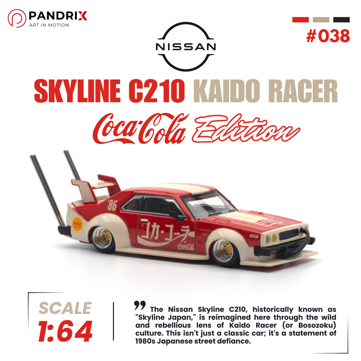 Nissan Skyline C210 Kaido Racer 1:64 | Coca-Cola Edition (Bosozoku Style) | XCARTOYS × POP RACE